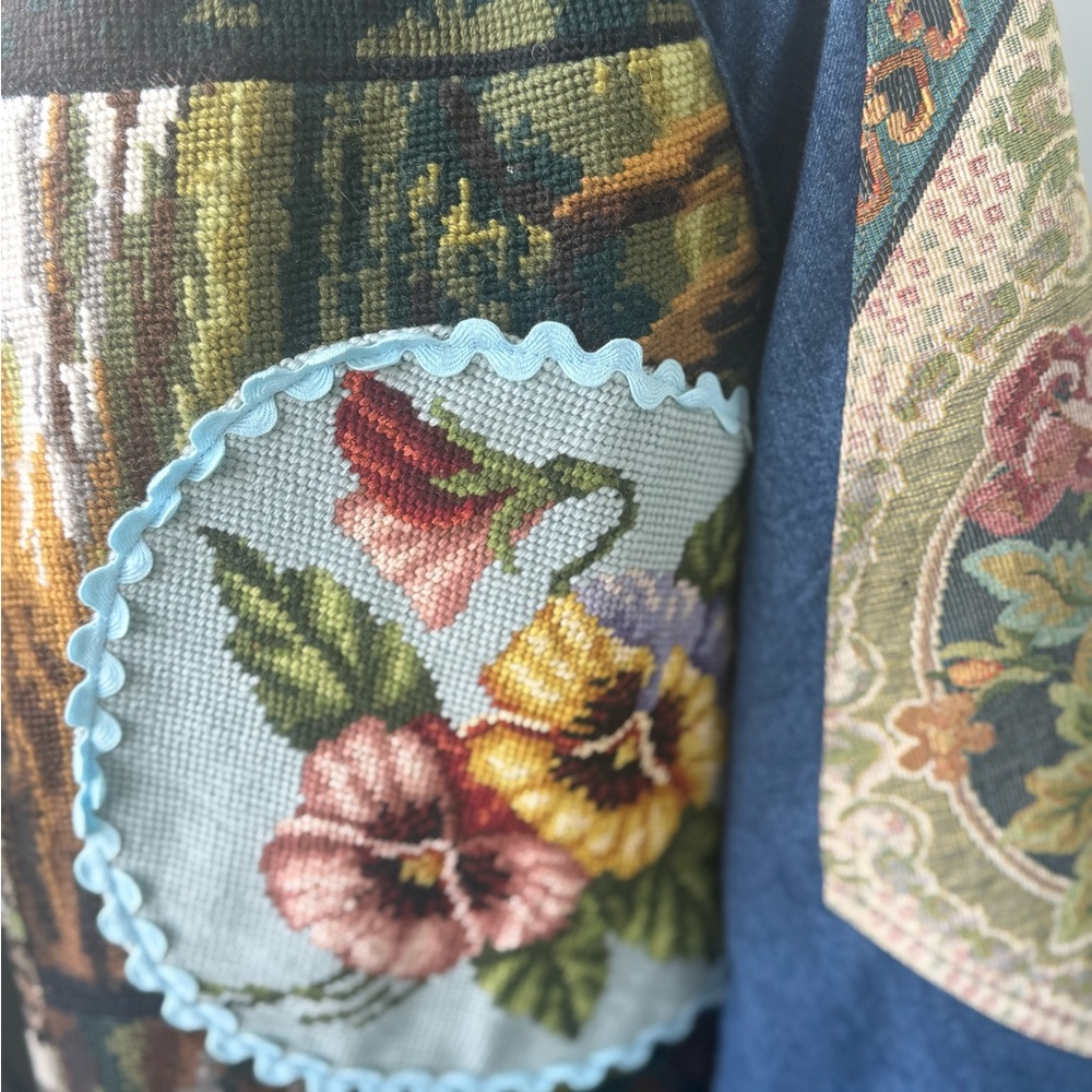 “Vintage Handmade Tapestry Duster Jacket – One Size Statement Coat Boho Artsy” - Picture 4 of 4